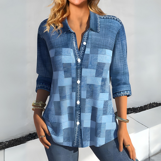 Sophie - Casual Geruite Blouse