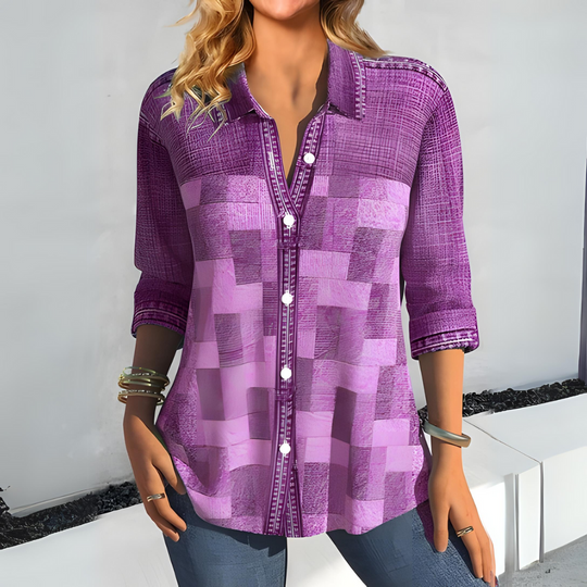 Sophie - Casual Geruite Blouse