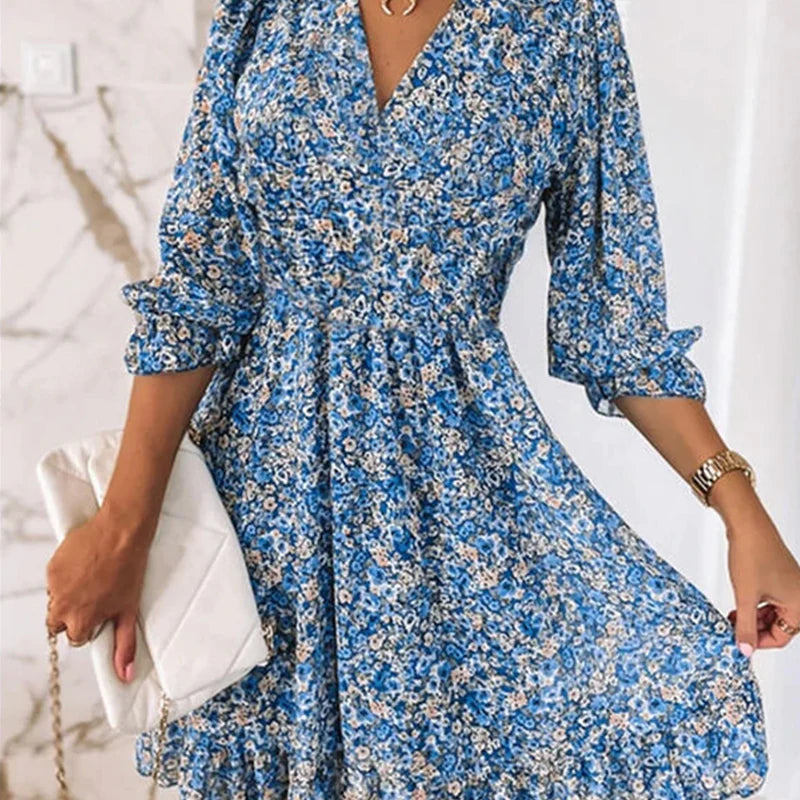 Elisa | Ibiza-mode comfortabele damesjurk met bloemenprint