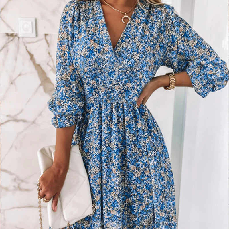 Elisa | Ibiza-mode comfortabele damesjurk met bloemenprint